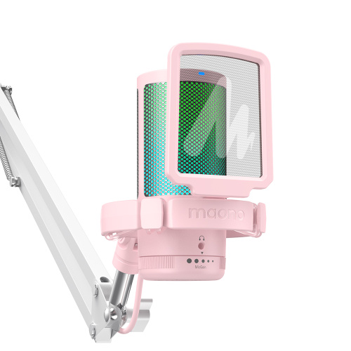 Maono DGM20S (pink), конденсаторный USB микрофон, пантограф, 24bit 48kHz, RGB подсветка,поп-фильтр фото 3