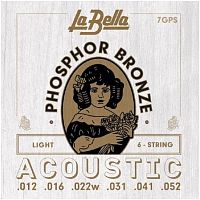 La Bella 7GPS Струны для акустической гитары "Phosphor Bronze" Light, стальные, 3,4,5,6 обмотка -