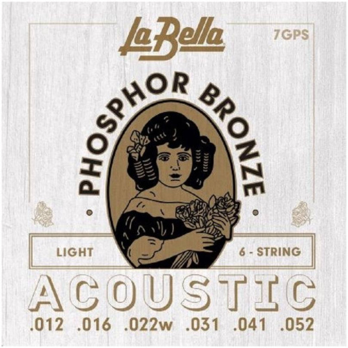 La Bella 7GPS Струны для акустической гитары "Phosphor Bronze" Light, стальные, 3,4,5,6 обмотка -