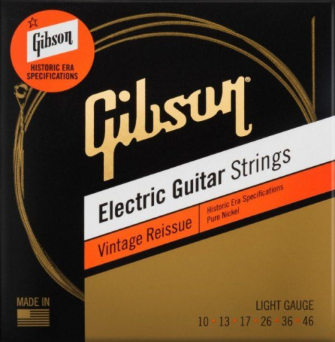 GIBSON SEG-HVR10 VINTAGE REISSUE ELECTIC GUITAR STRINGS, LIGHT GAUGE струны для электрогитары, .010-.046