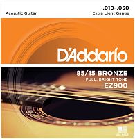 D'Addario EZ900 струны для акустической гитары, бронза 85/15, Extra Light 10-50