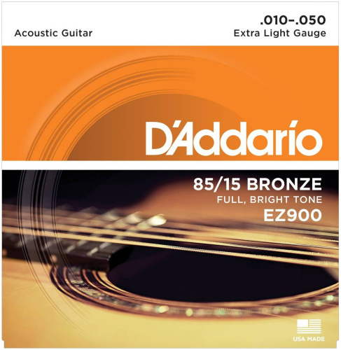 D'Addario EZ900 струны для акустической гитары, бронза 85/15, Extra Light 10-50