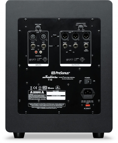 PreSonus Temblor T10 активный студийный сабвуфер 10" 170Вт 20-200Гц 113дБ(пик) стерео-кроссовер фото 3