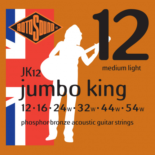 ROTOSOUND JK12 STRINGS PHOSPHOR BRONZE струны для акустической гитары, покрытие фосфорированная бронза, 12-54