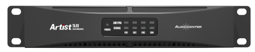 Audiocenter Artist T4.4V компактный 4-канальный усилитель класса D 4x100Вт/8Ом 200Вт/4Ом 70V 2x400Вт, ширина 1/2 рэка, 218х44х314 мм, 3,4 кг