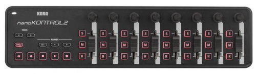 KORG NANOKONTROL2-BK портативный USB-MIDI-контроллер, 8 фейдеров, 8 регуляторов, 24 кнопки, транспортные кнопки, кнопки Cycle, Marker, Track, разъём m фото 4