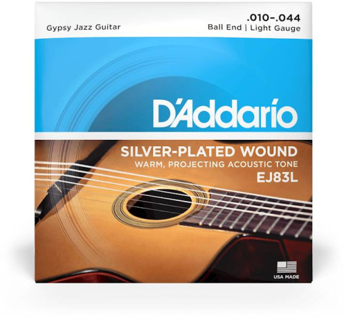 D'Addario EJ83L струны для акустической гитары типа Selmer (Gypsy guitar), серебро, Light, 10-44 фото 2