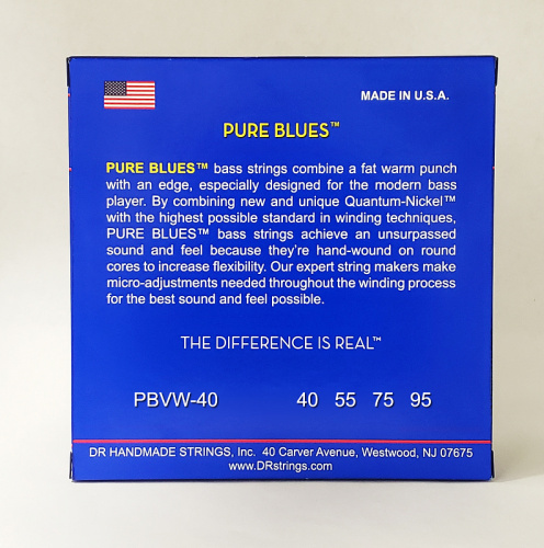 DR PBVW-40 PURE BLUES Quantum Nickel струны для 4-струнной бас-гитары никель 40 95 фото 3