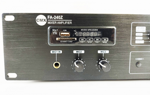 CMX Audio FA-240Z Микшер усилитель, 3 зоны с отдельным контролем громкости, 240ватт, встроенный Mp3 плеер USB и SD, FM тюнер Bl фото 4