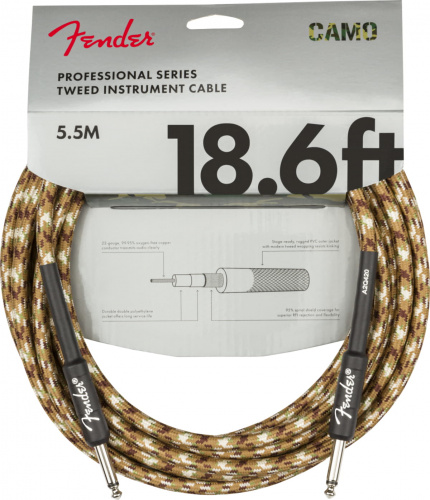 FENDER Professional Series Instrument Cable Straight/Straight 18.6' Desert Camo гитарный кабель фото 2