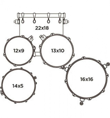 Mapex ST5255BIG Ударная установка из 5-ти барабанов: BD22*18, TT12*09, TT13*10, FT1616, SN14*50, TH656, Стойки 400 серии (5 шт) фото 2