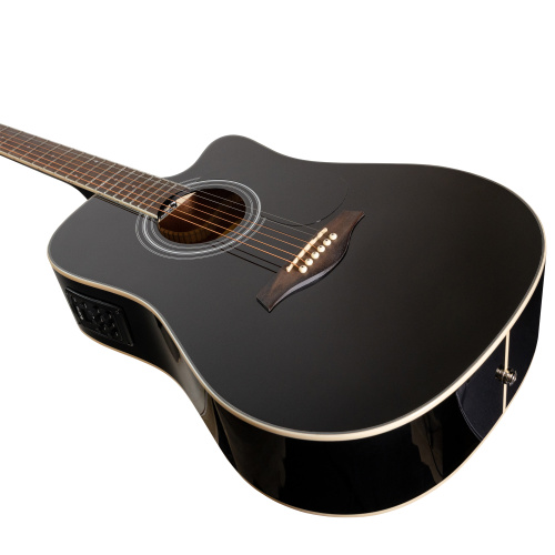 ROCKDALE Aurora D6 C BK E Gloss электроакустическая гитара, дредноут с вырезом, цвет черный, глянцевое покрытие фото 3
