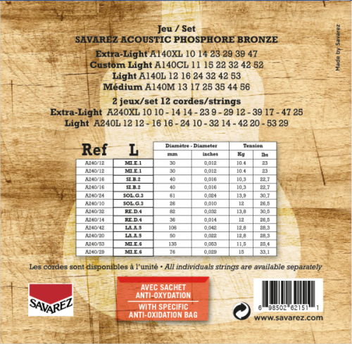 SAVAREZ A240L Acoustic Phosphor Bronze .012-.053 струны для акустической гитары фото 2