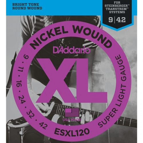 D'Addario ESXL-120 струны для электрогитары Steinberger Super Light, никель, 9-42