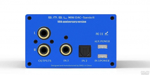 SMSL Sanskrit 10th Blue ЦАП. Динамически диапазон: 118 дб.КГИ+Ш: 0,0002%.Сигнал/шум: 120 дБ. Вход: USB, оптический, коаксиальный. Потребляемая мощност фото 3