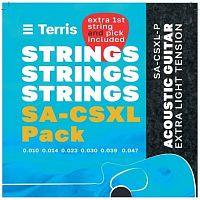 TERRIS SA-CSXL-Pack Струны для акустической гитары, медь, посеребренная обмотка, Extra Light