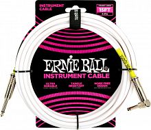 ERNIE BALL 6400 кабель инструментальный, прямой угловой джеки, 4,57 метров, белый