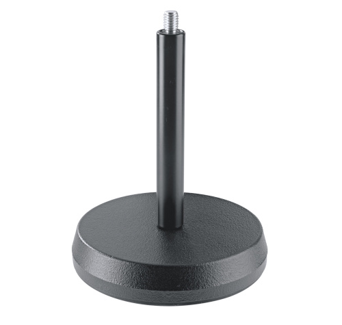 K&M 23200-300-55 настольная прямая стойка для микрофона,звукопоглощающая литая основа, h 175мм, черная