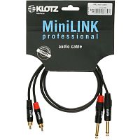 Klotz KT-CJ600 кабель межкомпонентный 2 RCA 2 JACK, 6м, позолоченные разъемы, металл