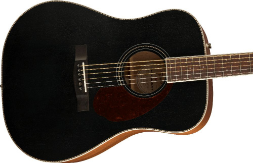 FENDER PM-1E DREAD MAH, BLK TOP электроакустическая гитара, цвет черный, кейс в комплекте фото 6