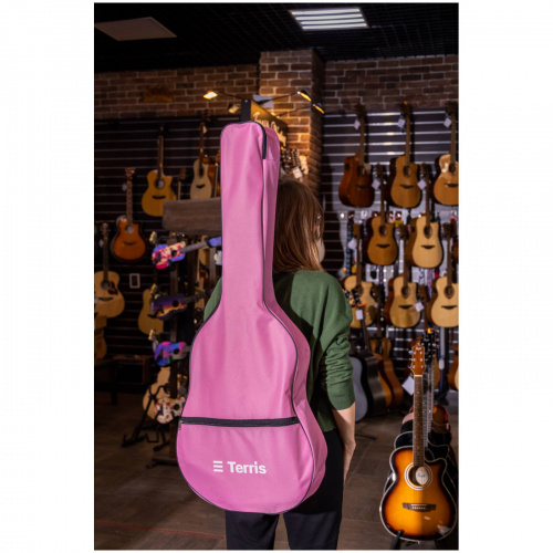 TERRIS TGB-C-01PNK чехол для классической гитары, без утепления, 2 наплечных ремня, цвет розовый фото 3
