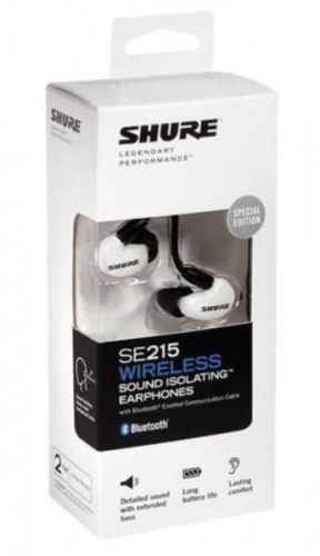 SHURE SE215SPE-W-UNI-EFS Наушники внутриканальные (наушники вставные) с одним драйвером, цвет белый. Гарнитурный кабель TRRS 3.5 мм. фото 3
