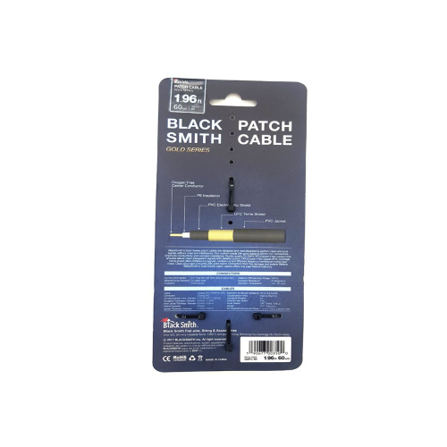 BlackSmith Patch Cable Gold Series 1.96ft GSPC-60 патч-кабель, 60 см, угл Jack + угл Jack, позол ко фото 2
