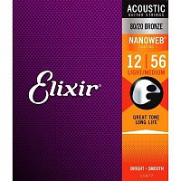 Elixir 11077 NanoWeb струны для акустич. гитары Light-Medium 12-56 бронза 80/20
