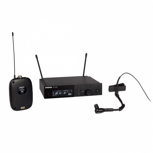 SHURE SLXD14E/98H H56 цифровая радиосистема с инструментальным микрофоном WB98H/C, конденсаторным кардиоидным, на гусиной шее с прищепкой для духовых 