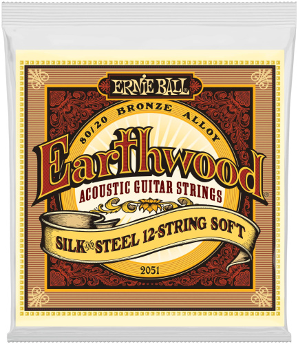 Ernie Ball 2051 струны для 12стр. акуст.гитары Silk&Steel Soft (9-9.12-12.20w-9.26-12.36-20p.46-26)