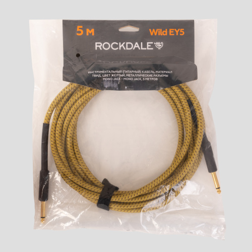 ROCKDALE Wild EY5 инструментальный (гитарный) кабель, материал твид, цвет желтый, металлические разъемы mono jack mono jack, 5 фото 4