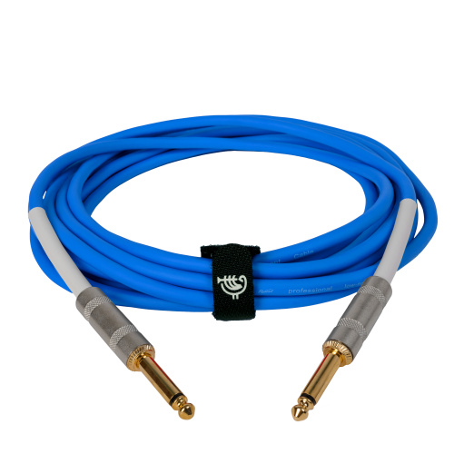 ROCKDALE Wild C5 инструментальный (гитарный) кабель, цвет голубой, металлические разъемы mono jack - mono jack, 5 метров фото 4