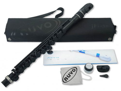NUVO jFlute Black/Black флейта, изогнутая головка, материал пластик, цвет чёрный, в комплекте мундштук, чехол. фото 2