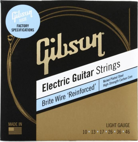 GIBSON SEG-BWR10 BRITE WIRE REINFORCED ELECTIC GUITAR STRINGS, LIGHT GAUGE струны для электрогитары, .010-.046