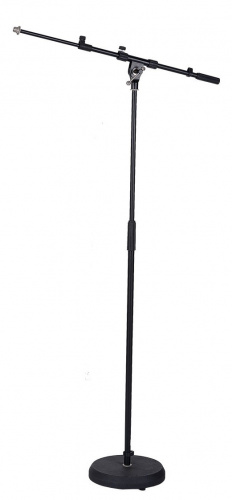 ROXTONE MS075 Black Прямая микрофонная стойка с телескопической "стрелой", чугунное основание с резиновым антивибрационным кольцом, цвет: матовый черн
