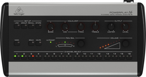 Behringer P16-M Система мониторинга POWERPLAY. Цифровой стерео микшер, 16 каналов. Используется вместе с P16-I/P16-D. Удаленное MIDI управление с помо