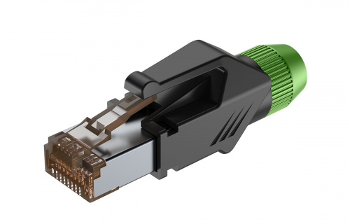 ROXTONE RJ45C5E-PH-GN Ethernet Разъем RJ45(часть A)  CAT5e, 150 МГц, макс. AWG26, металлический зажим, с удобным держателем сердечника провода (деталь фото 2