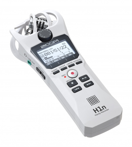 Zoom H1n/W портативный стереофонический рекордер со встроенными XY микрофонами 90°, цвет белый фото 3