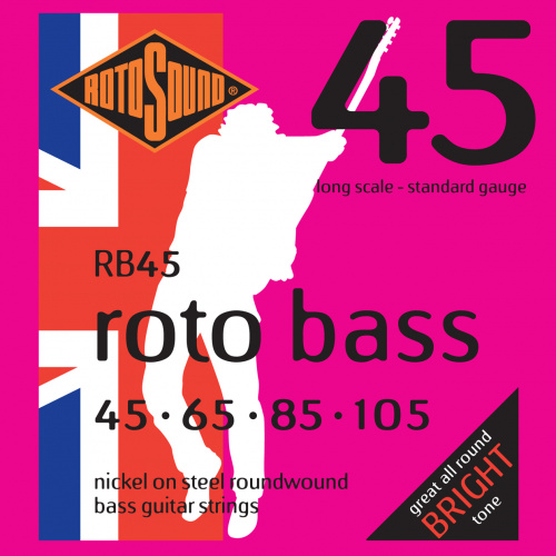 ROTOSOUND RB45 NICKEL (UNSILKED) 45 65 85 105 струны для басгитары, никелевое покрытие, 45-105