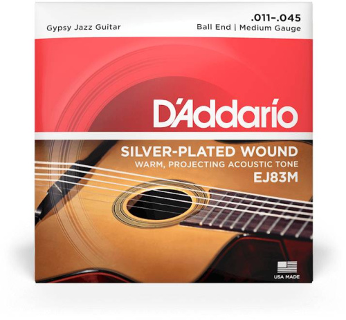 D'Addario EJ83M струны для акустической гитары типа Selmer (Gypsy guitar), серебро, Medium, 11-45 фото 2