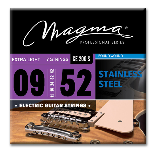 Magma Strings GE200S Струны для 7-струнной электрогитары 9-52, Серия: Stainless Steel, Калибр: 9-11-16-24-32-42-52, Обмотка: круглая, нержавеющая стал