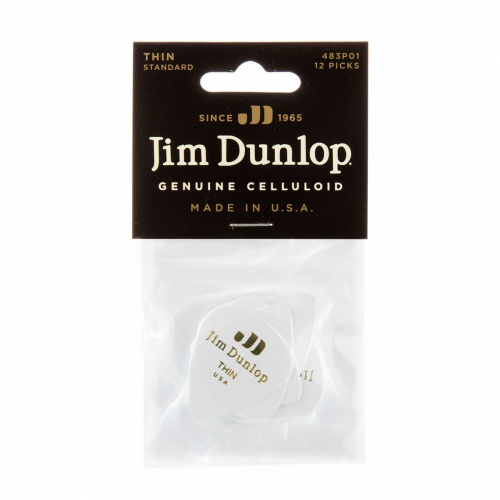 Dunlop Celluloid White Thin 483P01TH 12Pack медиаторы, тонкие, 12 шт. фото 4