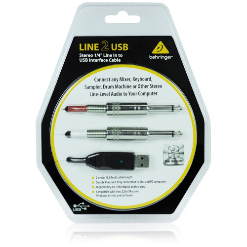 Behringer LINE2USB линейный стерео USB-аудиоинтерфейс (кабель), 44.1кГц и 48 кГц, длина 2 м. фото 2