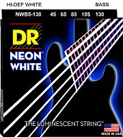 DR NWB5-130 HI-DEF NEON струны для 5-струнной бас гитары с люминесцентным покрытием белые 45 -