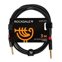 ROCKDALE IC070-3M инструментальный кабель, позолоченные металлические разъемы mono jack, цвет черный, 3 метра