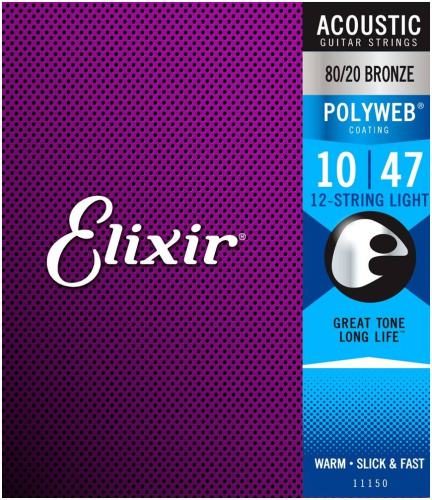 Elixir 11150 PolyWeb струны для 12-стр. акустич. гитары Light 10-47 бронза 80/20