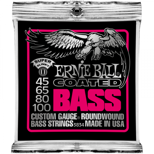 Ernie Ball 3834 струны для бас-гитары Coated Bass Super Slinky (45-65-80-100)