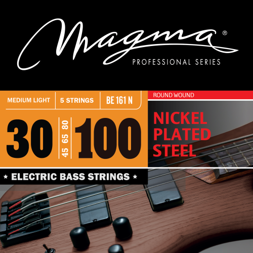 Magma Strings BE161N Струны для 5-струнной бас-гитары High C 30-100, Серия: Nickel Plated Steel, Калибр: 30-45-65-80-100, Обмотка: круглая, никелирова