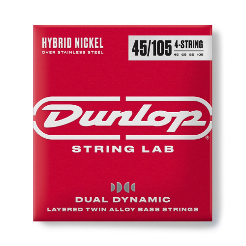 Dunlop DBHYN45105 Dual Dynamic Hybrid Nickel cтруны для бас-гитары 45-105, никель/ сталь