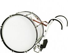 AP Percussion MB-2212 Маршевый барабан большой 22"х12" белый, черная фурнитура с держателем, палочки